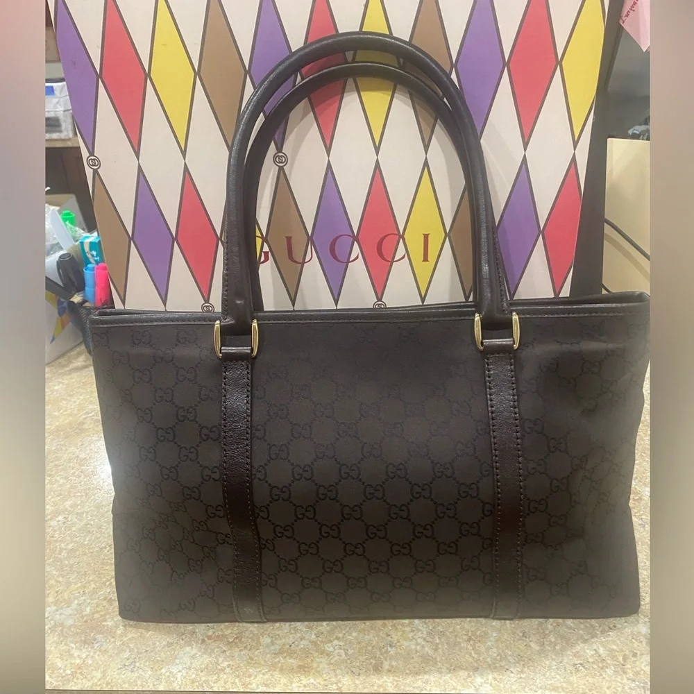 Gucci GG Brown Canvas Tote/Hand Bag 257302 204991 NWOT - Picture 2 of 16